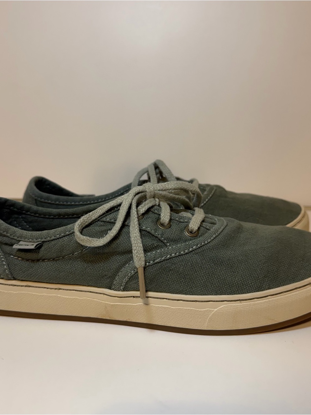 Sanuk Olive Green Canvas Men's Sneakers with Cream Sole